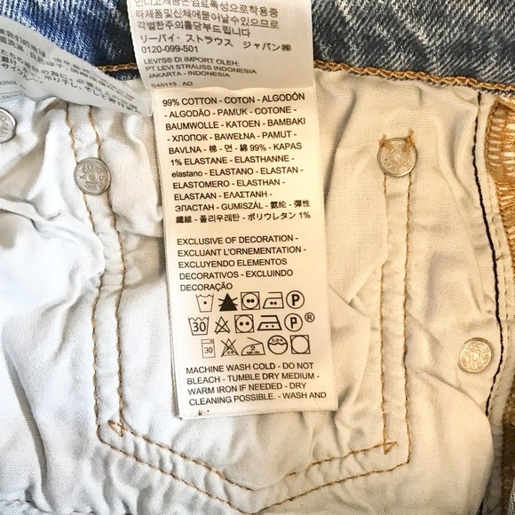 Levi’s 501 W32 (US 14/15) Cropped Jeans Straight Fit High Rise Womens Distressed - Picture 8 of 12